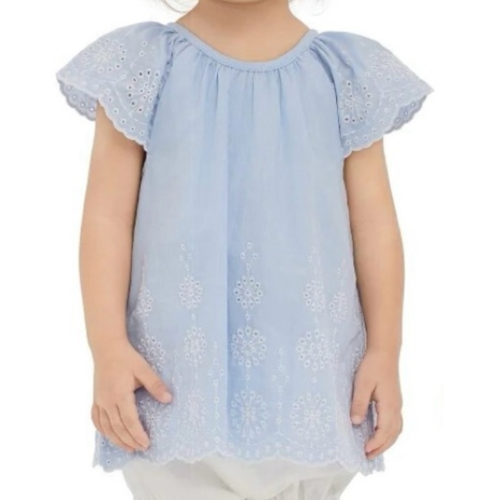 Little Me Light Blue Eyelet Tunic Top